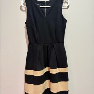 Iz Byer Black and Cream Midi Dress